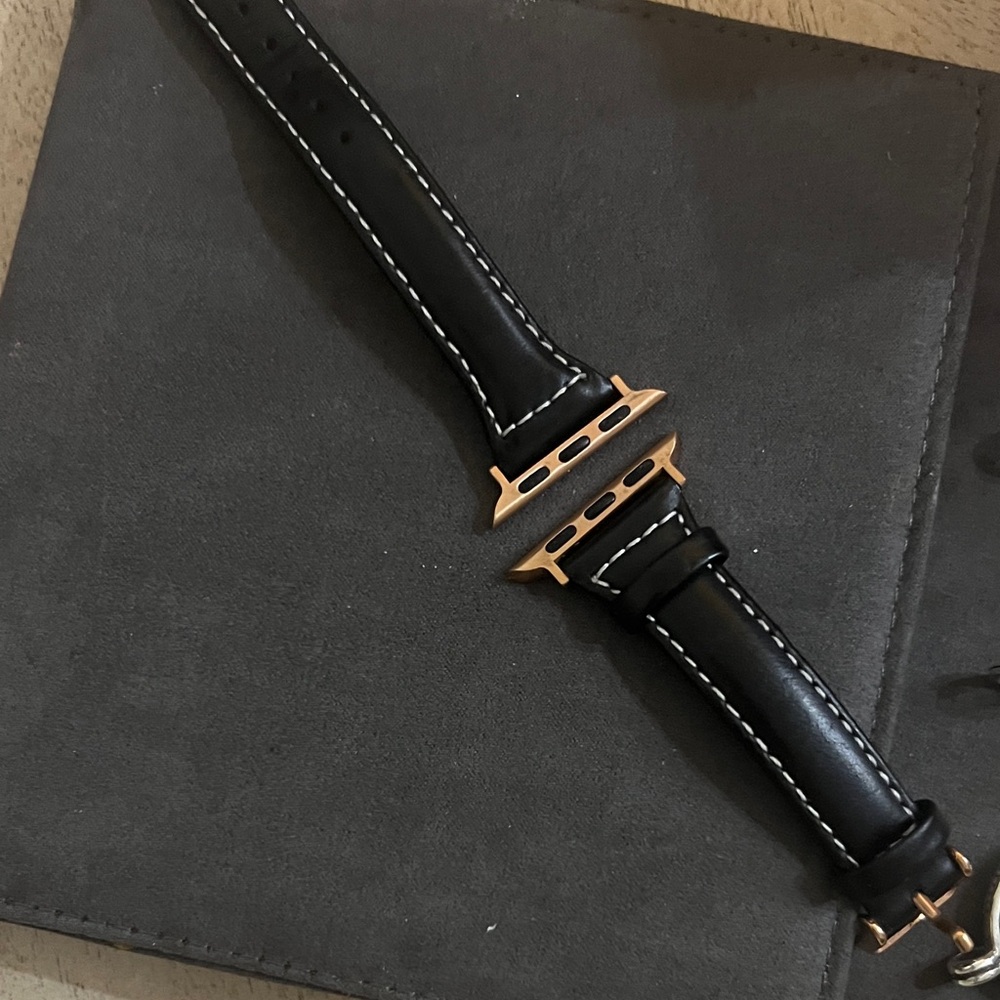 Anne Klein Black Leather Watch Band nwt. Fits 41mm Apple Watch